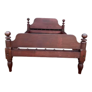 19th Century Antique Cannonball Wooden Rope Full Bedframe