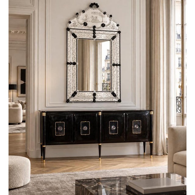 Venetian Etched Murano Glass Mirror, 1970 For Sale - Image 9 of 11
