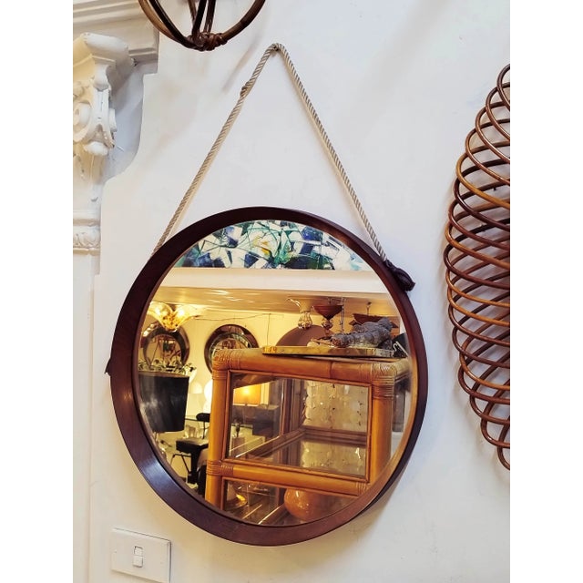 Luxus Teak Wall Mirror attributed to Östen Kristiansson for Luxus, Swedish, 1960s For Sale - Image 4 of 6