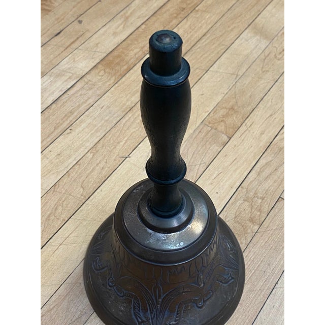 Wood 1980s Brass and Wood Decorative Bell For Sale - Image 7 of 10