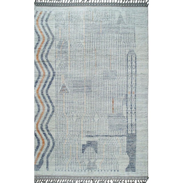 Ivory 6x9 Ivory Hand-Knotted Wool Woven Cityscape Tribal Modern Carpet Rug For Sale - Image 8 of 8