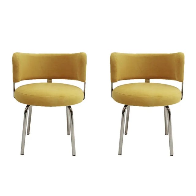 Set of Bauhaus Style Chairs in Yellow Cotton For Sale - Image 11 of 11
