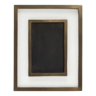 Picture Frame 5x7” in White Shagreen With Brass Details by Kifu Paris For Sale