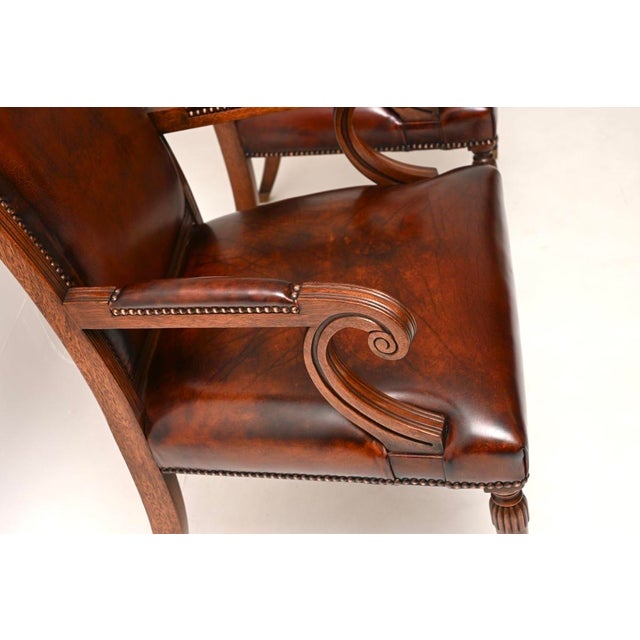 Vintage Georgian Style Leather Armchairs, 1950, Set of 2 For Sale - Image 6 of 8
