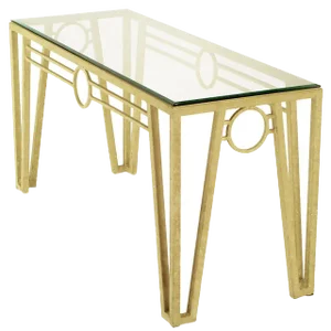 Ivory Textured Iron Art Deco Revival Console Table