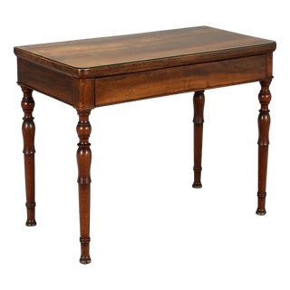 Antique Walnut Console with Glass Top and Drawer, Italy, 19th Century For Sale
