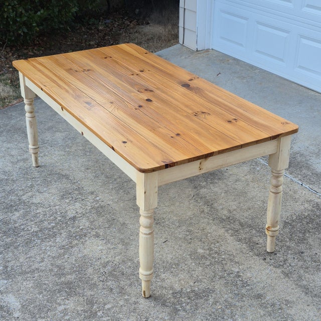 1993 Ethan Allen French Country Farmhouse Pine Dining Table (6x3’) For Sale - Image 14 of 14