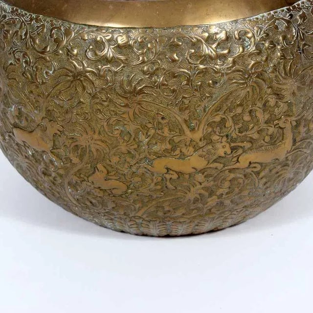 Early 20th Century Brass Bowl With Indian Hunting Scenes For Sale - Image 5 of 7