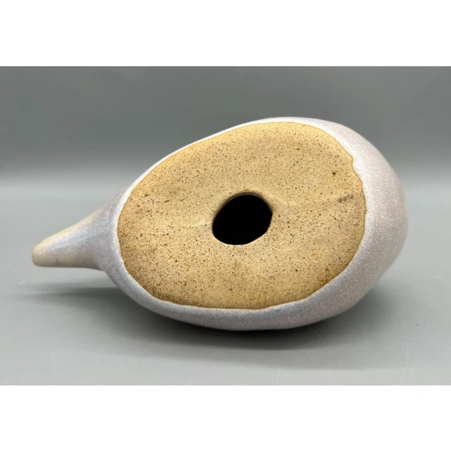 Blue Contemporary Studio Pottery Blue, Pink and Tan Ceramic Duck Figure For Sale - Image 8 of 10