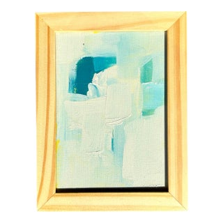 Vintage Boho Miniature Abstract in Wood Frame For Sale