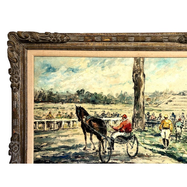 Post Impressionist Signed Italian Post Impressionist Painting of Harness Racing by A. Chierichetti For Sale - Image 3 of 8