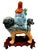 Vintage Chinese Porcelain Immortal with Child Riding Guardian Foo Lion – 15" – Marked 082 – Wooden Display Base An...
