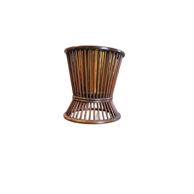 Of ribbed tapering form with brass liner and brass handle