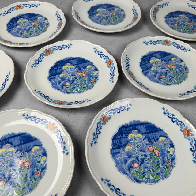 Ceramic Japanese Porcelain Mino Ware Serving Plates, 1980s, Set of 10 For Sale - Image 7 of 18