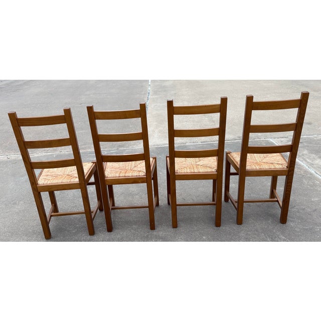 Wood French Country Ladder Back Rush Seat Chairs - Set of 6 For Sale - Image 7 of 9