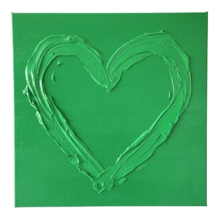 Green Heart Acrylic Painting For Sale