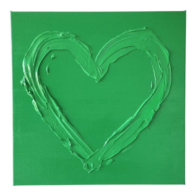 Green Heart Acrylic Painting For Sale