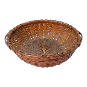 Large Antique American Substantially Made Hand Woven Ash Splint Gathering Basket