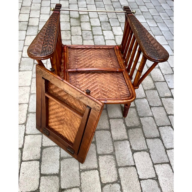 Adjustable Rattan Chaise Longue with Ottoman, 1920s For Sale - Image 10 of 13