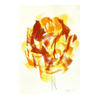 Autumn Tree 1 - Original Expressionist Tree Landscape Ink Painting on French Linen Paper by Bettina Mauel For Sale