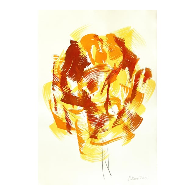 Autumn Tree 1 - Original Expressionist Tree Landscape Ink Painting on French Linen Paper by Bettina Mauel For Sale