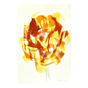 Autumn Tree 1 - Original Expressionist Tree Landscape Ink Painting on French Linen Paper by Bettina Mauel