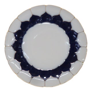 Meissen B Form Royal Blue Gilt Hand Painted 11 Inches Plate 4591b For Sale