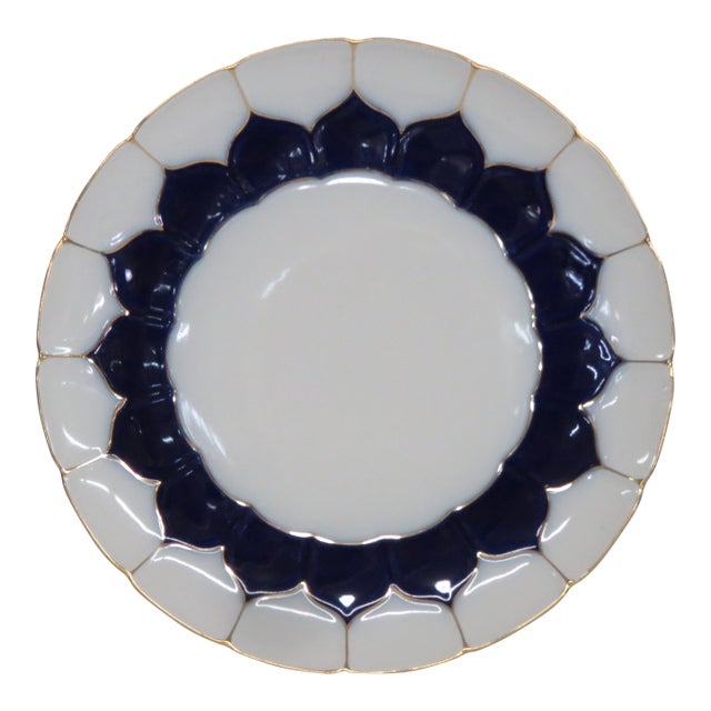 Meissen B Form Royal Blue Gilt Hand Painted 11 Inches Plate 4591b For Sale