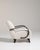 Mid 20th Century 20th Century Czech Republic Warm Ivory Boucle Bentwood-Arm Lounge Chair For Sale - Image 5 of 11