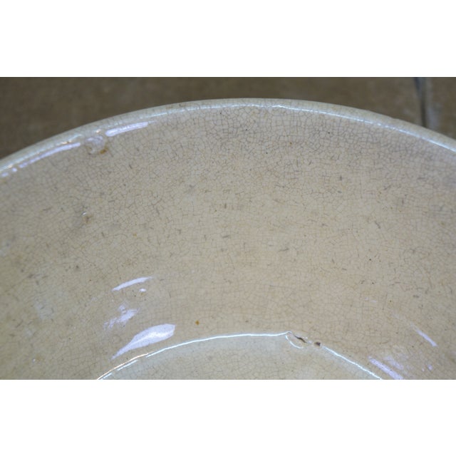 Antique American Yellowware Banded Beehive Mixing Bowl Rolled Rim Stoneware For Sale - Image 13 of 15