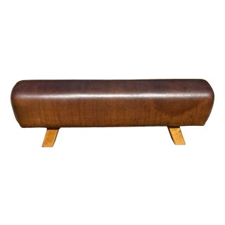 Vintage Leather Ottoman, 1940s For Sale