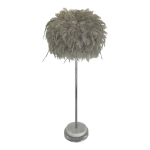 Modern Custom Gray Feather Table Lamp