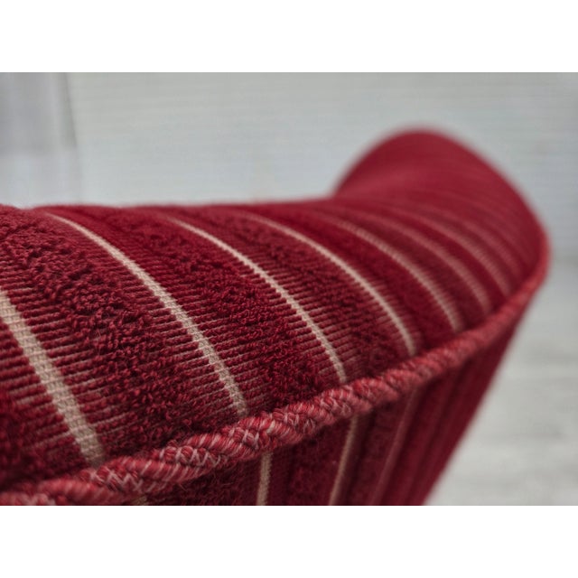 Danish Armchair in Red Striped Wool with Oak Legs, 1960s For Sale - Image 12 of 16