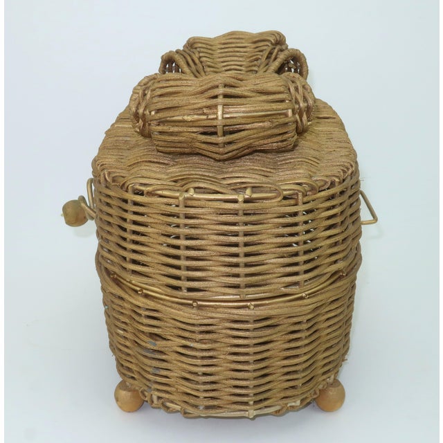 Gold Wicker Bow Basket Box For Sale In Atlanta - Image 6 of 14