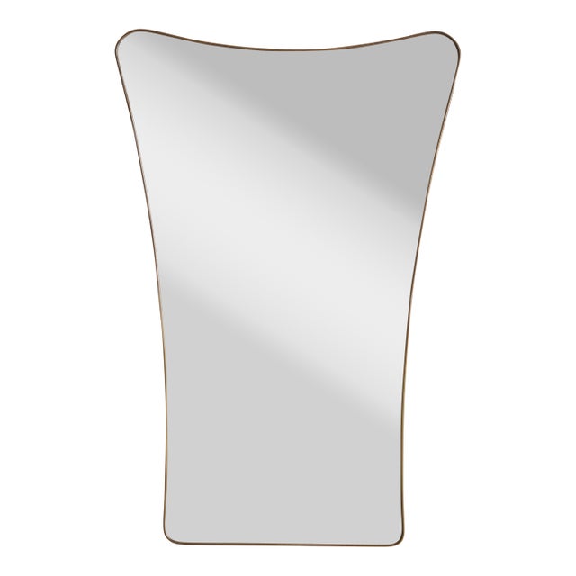 Wide Scoop Top Patinated Brass Mirror, 20th Century - 2 Available For Sale