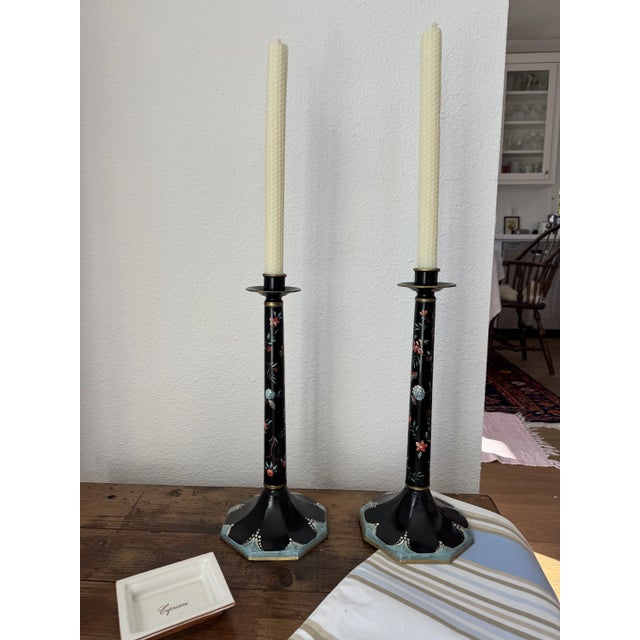 2000 - 2009 Pair of Baker Knapp & Tubbs Italian Candlesticks For Sale - Image 5 of 8