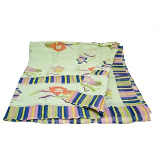 Lisa Corti Green Floral Queen Bedcover For Sale