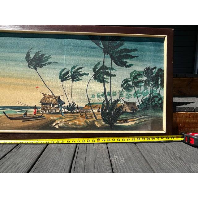 1960s 1960s VTG Carlo of Hollywood Polynesian Tiki Tropical Oil Painting MCM For Sale - Image 5 of 12
