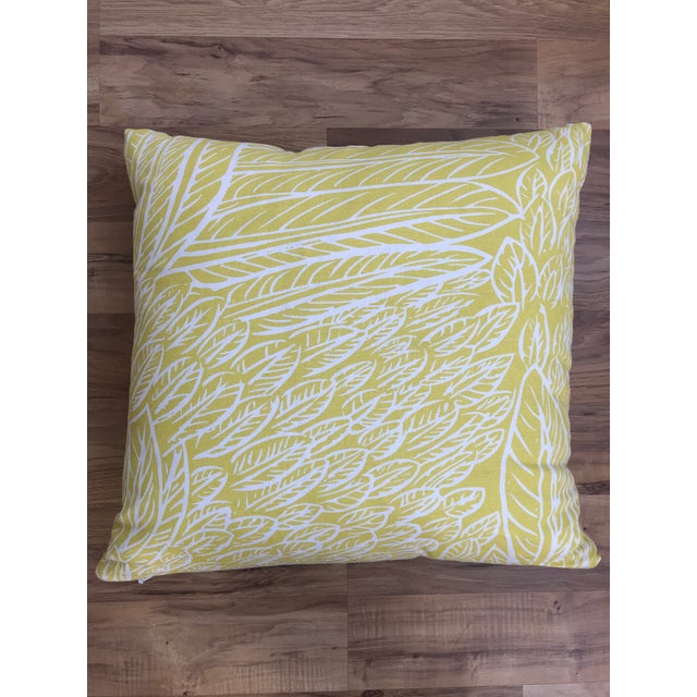 Schumacher Custom Yellow Feather Pattern Throw Pillow For Sale - Image 4 of 4