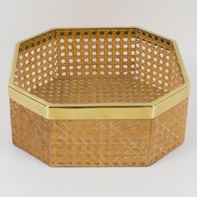 Christian Dior Christian Dior Home Lucite and Rattan Basket Bowl Centerpiece, Circa 1970 For Sale - Image 4 of 10