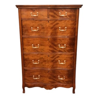 Antique Serpentine Dresser, Antique Tall Chest of Drawers For Sale