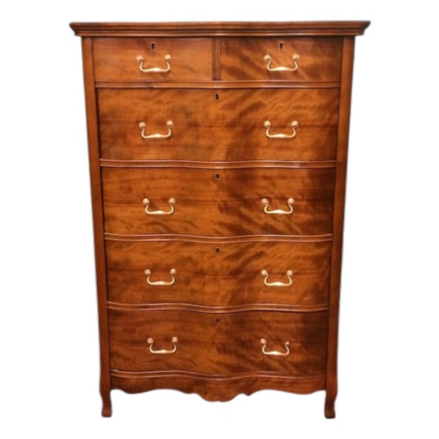 Antique Serpentine Dresser, Antique Tall Chest of Drawers For Sale