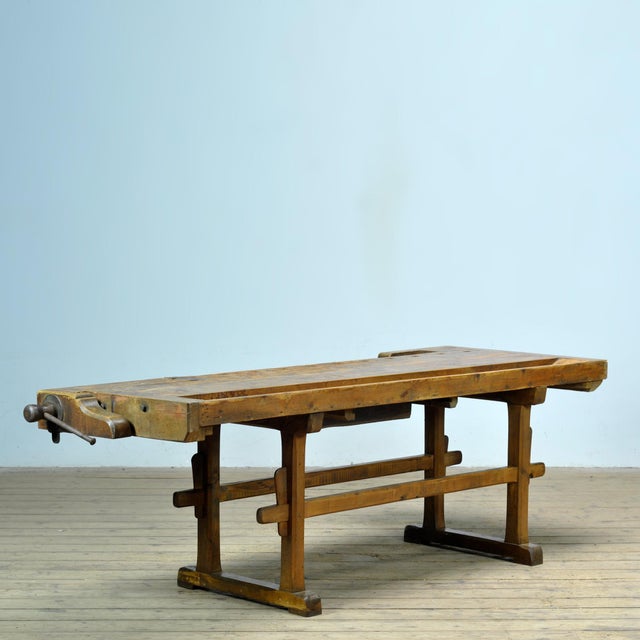 Antique Oak Workbench, 1920s For Sale - Image 4 of 13