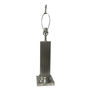 Restoration Hardware Column Table Lamp Brushed Nickel For Sale
