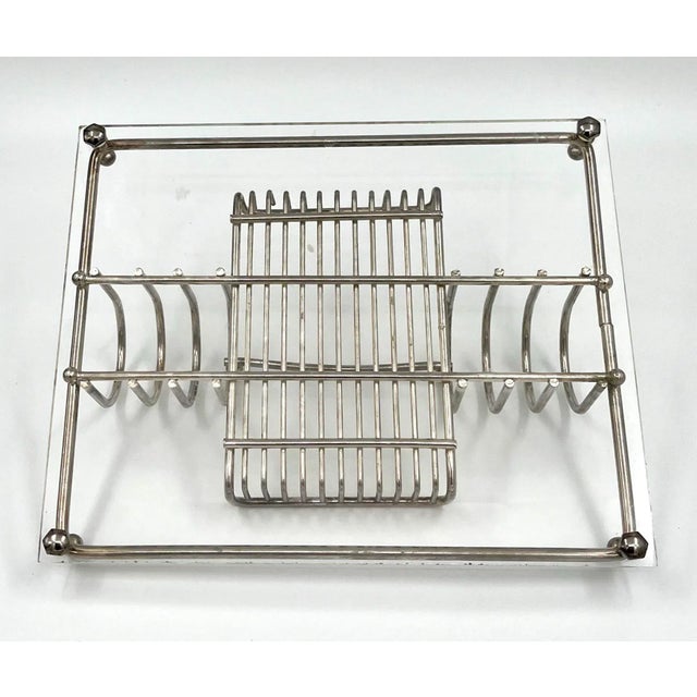Metal 1970s Mid-Century Modern Chrome & Lucite Flatware Buffet Caddy For Sale - Image 7 of 7