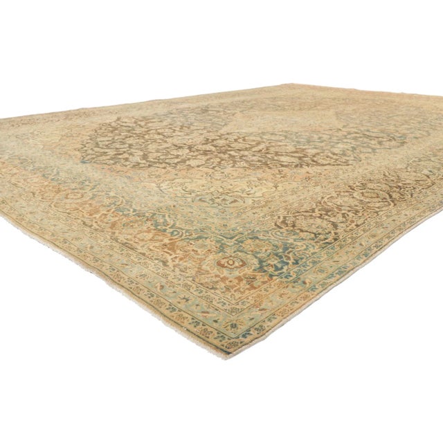 Rustic Antique Persian Tabriz Rug - 09'08 X 13'08 For Sale - Image 3 of 11