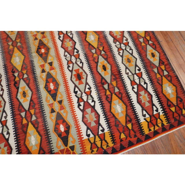 One of a kind, mid 20th-century Hand-knotted Turkish tribal Kilim Flat-weave. Professionally Washed & personally vetted....