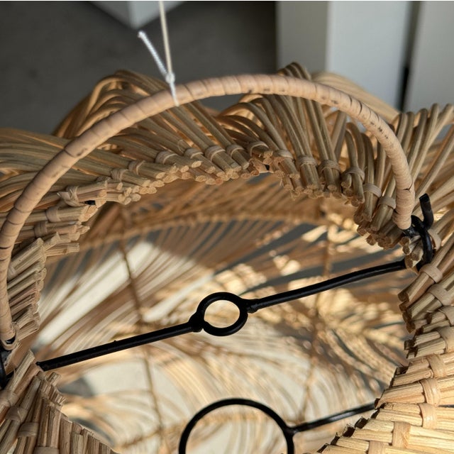 Rattan Spherical Shape Pendant Light, 1980s For Sale - Image 4 of 11