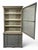 A unique Swedish glass display case in grey. The piece consists of two stacked sections. The upper section has a single...