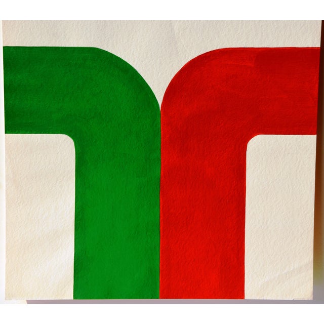 1970s Ernst Geitlinger, Red-Green, Nov. 1970, Pencil and Acrylic For Sale - Image 5 of 11